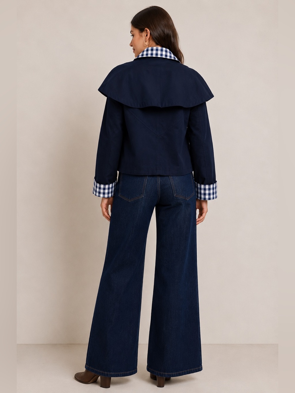 Navy Women's Cape-Detail Button Jacket - Picture 5 of 5